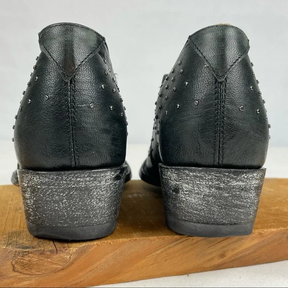 Old Gringo Black Leather Silver Studded Low Cut Ankle Cowboy Cowgirl Booties 8 - Picture 10 of 16